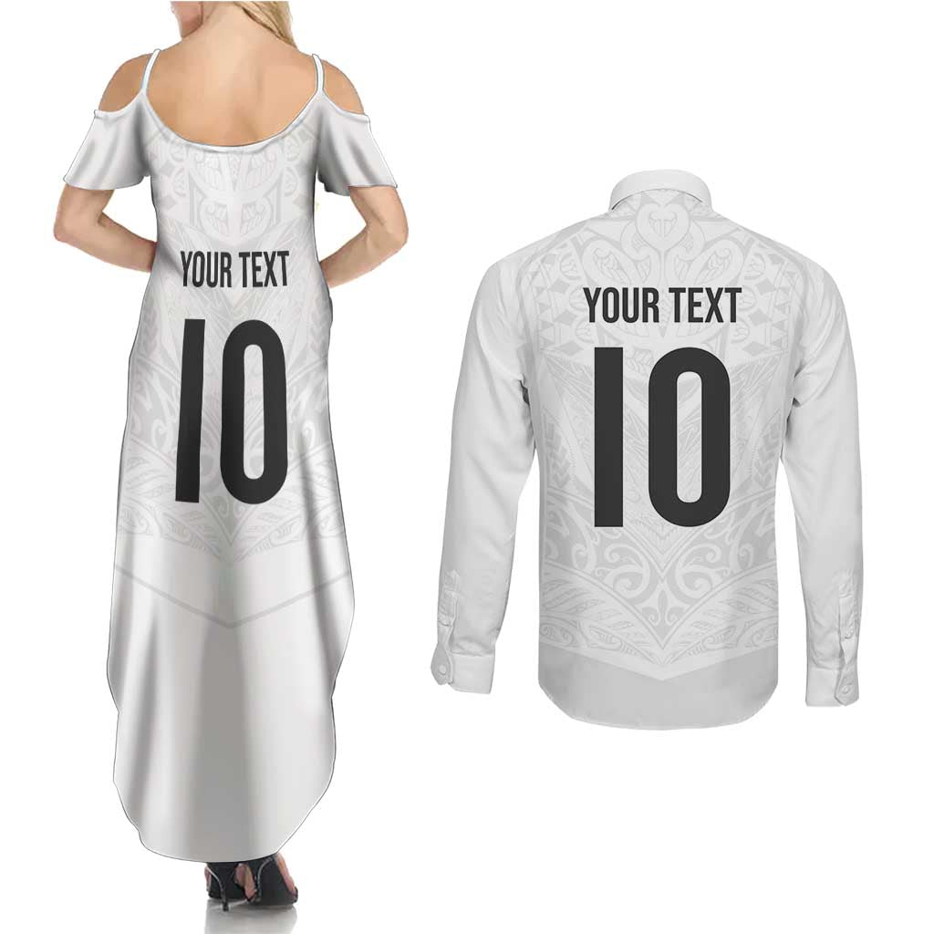Custom New Zealand Football Couples Matching Summer Maxi Dress and Long Sleeve Button Shirt The Whites-Sporty T90 Style - Aussie Hoodie