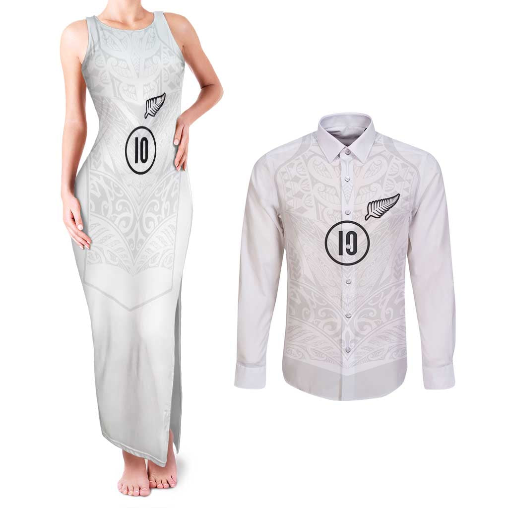 Custom New Zealand Football Couples Matching Tank Maxi Dress and Long Sleeve Button Shirt The Whites-Sporty T90 Style - Aussie Hoodie