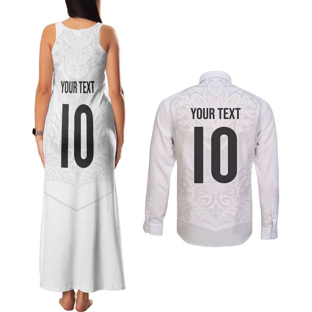 Custom New Zealand Football Couples Matching Tank Maxi Dress and Long Sleeve Button Shirt The Whites-Sporty T90 Style - Aussie Hoodie
