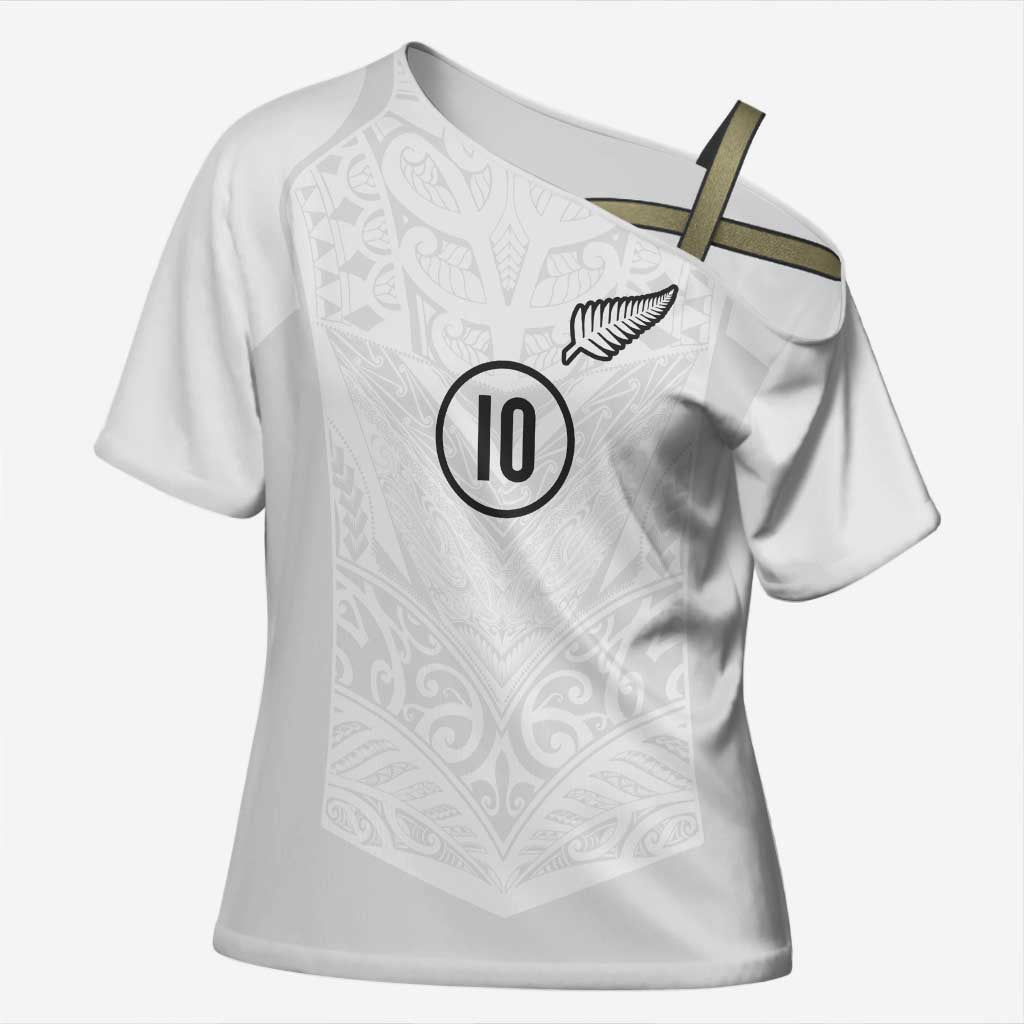 Custom New Zealand Football Cross Shoulder Shirt The Whites-Sporty T90 Style - Aussie Hoodie