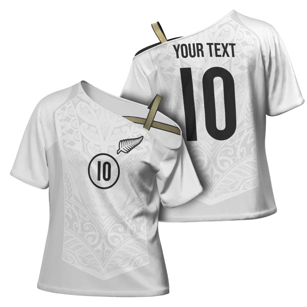 Custom New Zealand Football Cross Shoulder Shirt The Whites-Sporty T90 Style - Aussie Hoodie
