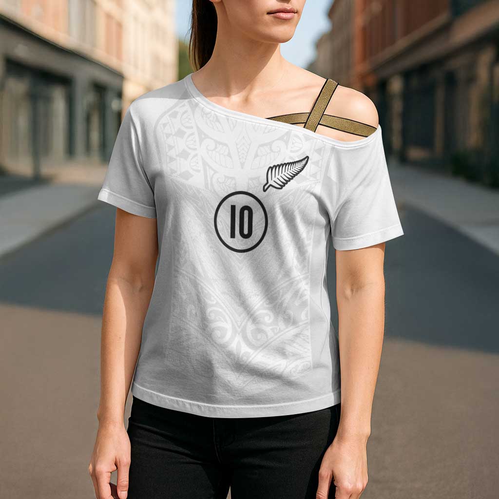 Custom New Zealand Football Cross Shoulder Shirt The Whites-Sporty T90 Style - Aussie Hoodie