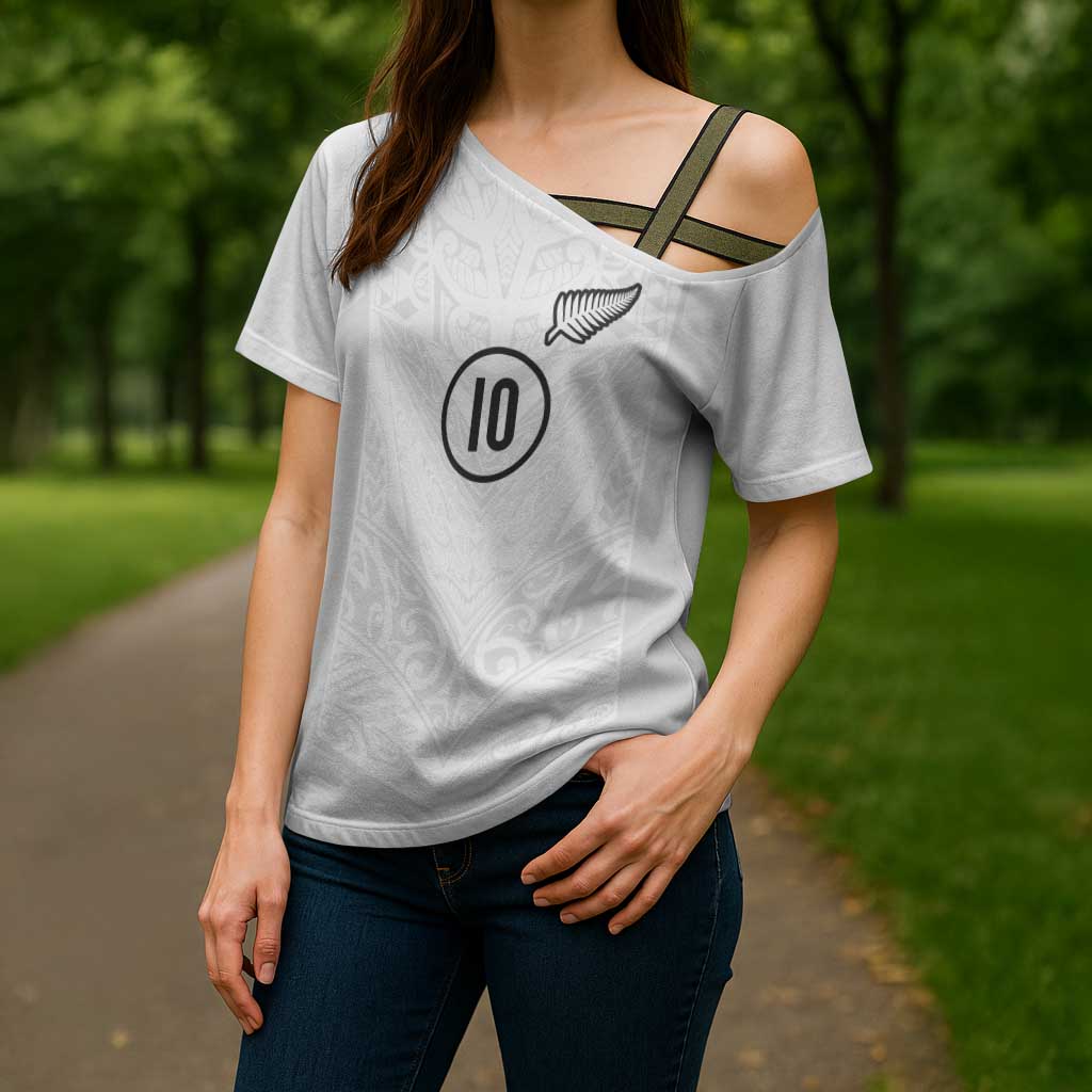 Custom New Zealand Football Cross Shoulder Shirt The Whites-Sporty T90 Style - Aussie Hoodie