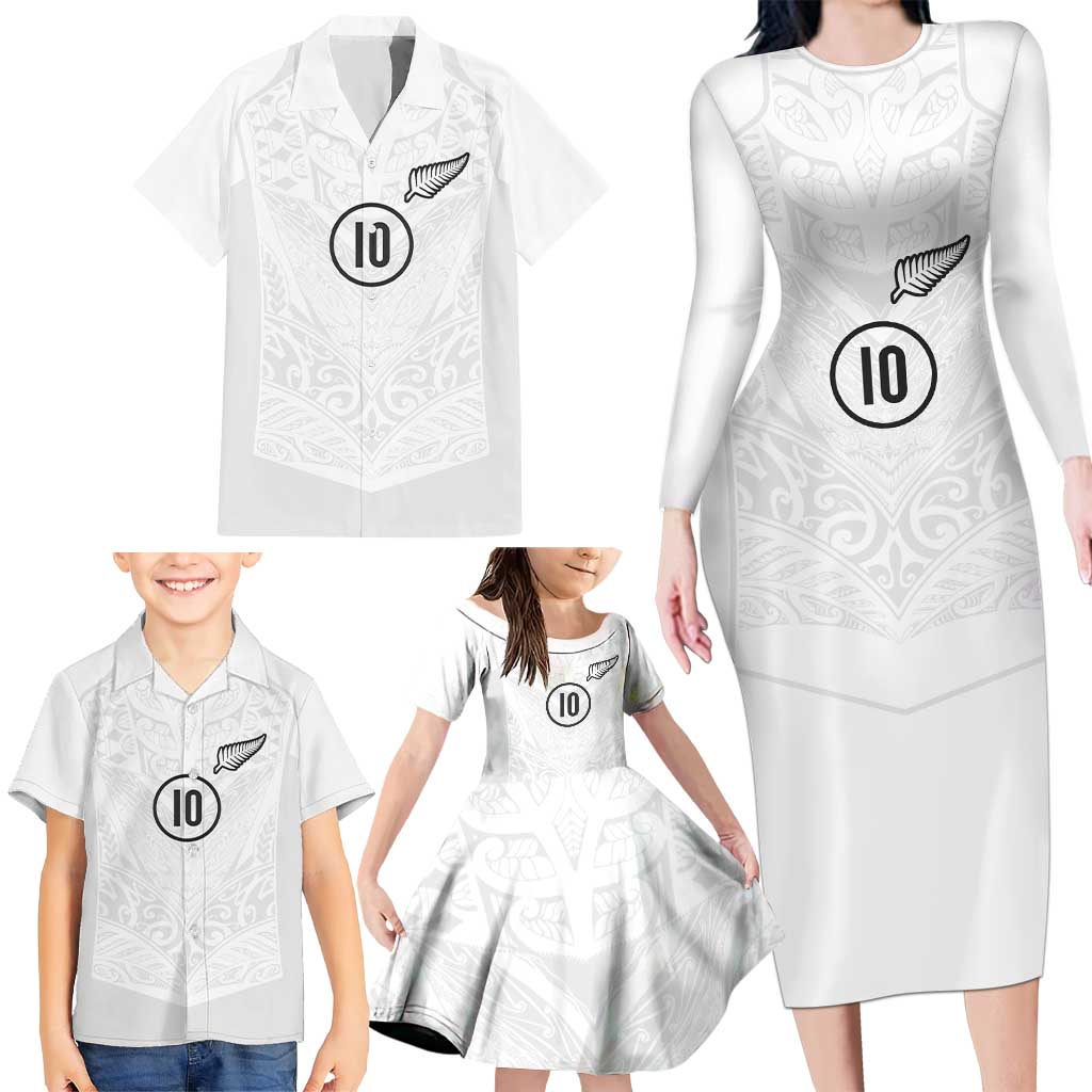 Custom New Zealand Football Family Matching Long Sleeve Bodycon Dress and Hawaiian Shirt The Whites-Sporty T90 Style - Aussie Hoodie