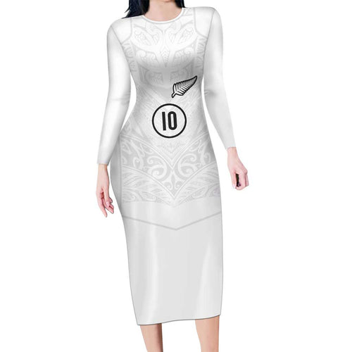Custom New Zealand Football Family Matching Long Sleeve Bodycon Dress and Hawaiian Shirt The Whites-Sporty T90 Style - Aussie Hoodie