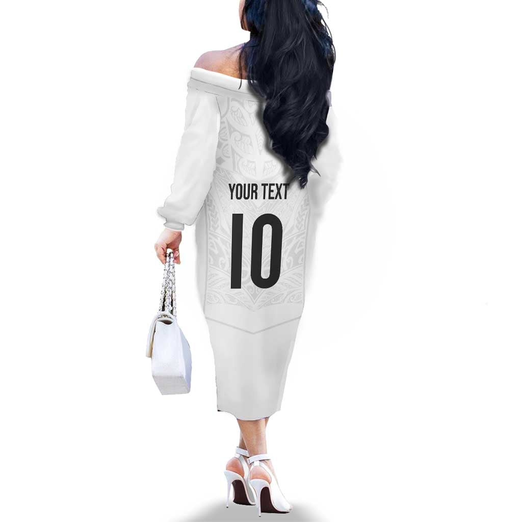 Custom New Zealand Football Family Matching Off The Shoulder Long Sleeve Dress and Hawaiian Shirt The Whites-Sporty T90 Style - Aussie Hoodie