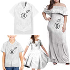 Custom New Zealand Football Family Matching Off Shoulder Maxi Dress and Hawaiian Shirt The Whites-Sporty T90 Style - Aussie Hoodie