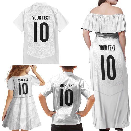 Custom New Zealand Football Family Matching Off Shoulder Maxi Dress and Hawaiian Shirt The Whites-Sporty T90 Style - Aussie Hoodie