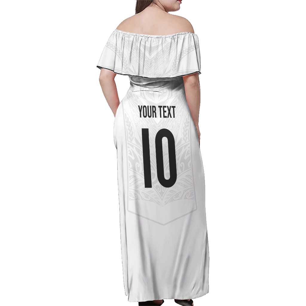 Custom New Zealand Football Family Matching Off Shoulder Maxi Dress and Hawaiian Shirt The Whites-Sporty T90 Style - Aussie Hoodie
