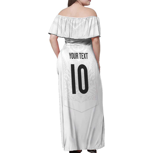 Custom New Zealand Football Family Matching Off Shoulder Maxi Dress and Hawaiian Shirt The Whites-Sporty T90 Style - Aussie Hoodie