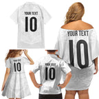 Custom New Zealand Football Family Matching Off Shoulder Short Dress and Hawaiian Shirt The Whites-Sporty T90 Style - Aussie Hoodie