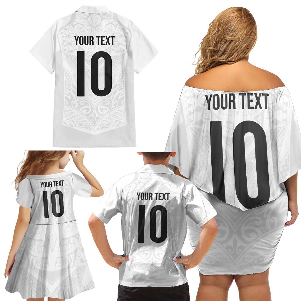 Custom New Zealand Football Family Matching Off Shoulder Short Dress and Hawaiian Shirt The Whites-Sporty T90 Style - Aussie Hoodie