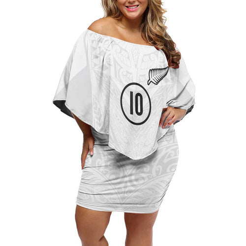 Custom New Zealand Football Family Matching Off Shoulder Short Dress and Hawaiian Shirt The Whites-Sporty T90 Style - Aussie Hoodie