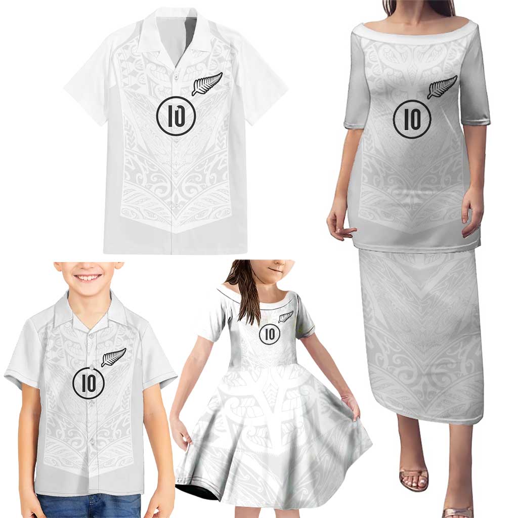Custom New Zealand Football Family Matching Puletasi and Hawaiian Shirt The Whites-Sporty T90 Style - Aussie Hoodie