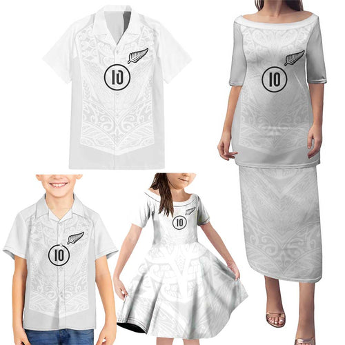 Custom New Zealand Football Family Matching Puletasi and Hawaiian Shirt The Whites-Sporty T90 Style - Aussie Hoodie