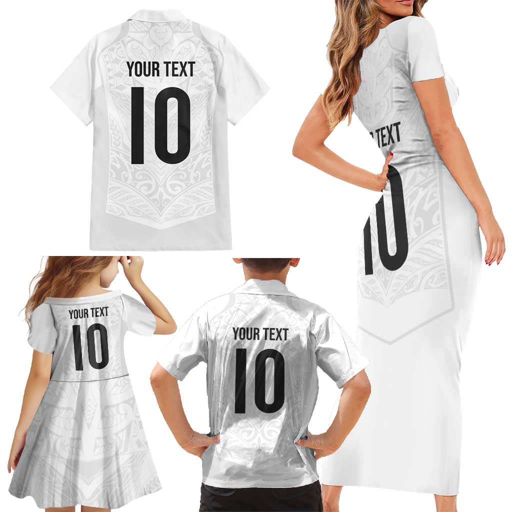 Custom New Zealand Football Family Matching Short Sleeve Bodycon Dress and Hawaiian Shirt The Whites-Sporty T90 Style - Aussie Hoodie
