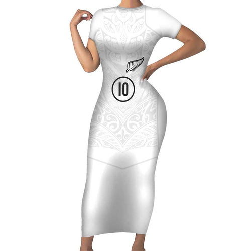 Custom New Zealand Football Family Matching Short Sleeve Bodycon Dress and Hawaiian Shirt The Whites-Sporty T90 Style - Aussie Hoodie