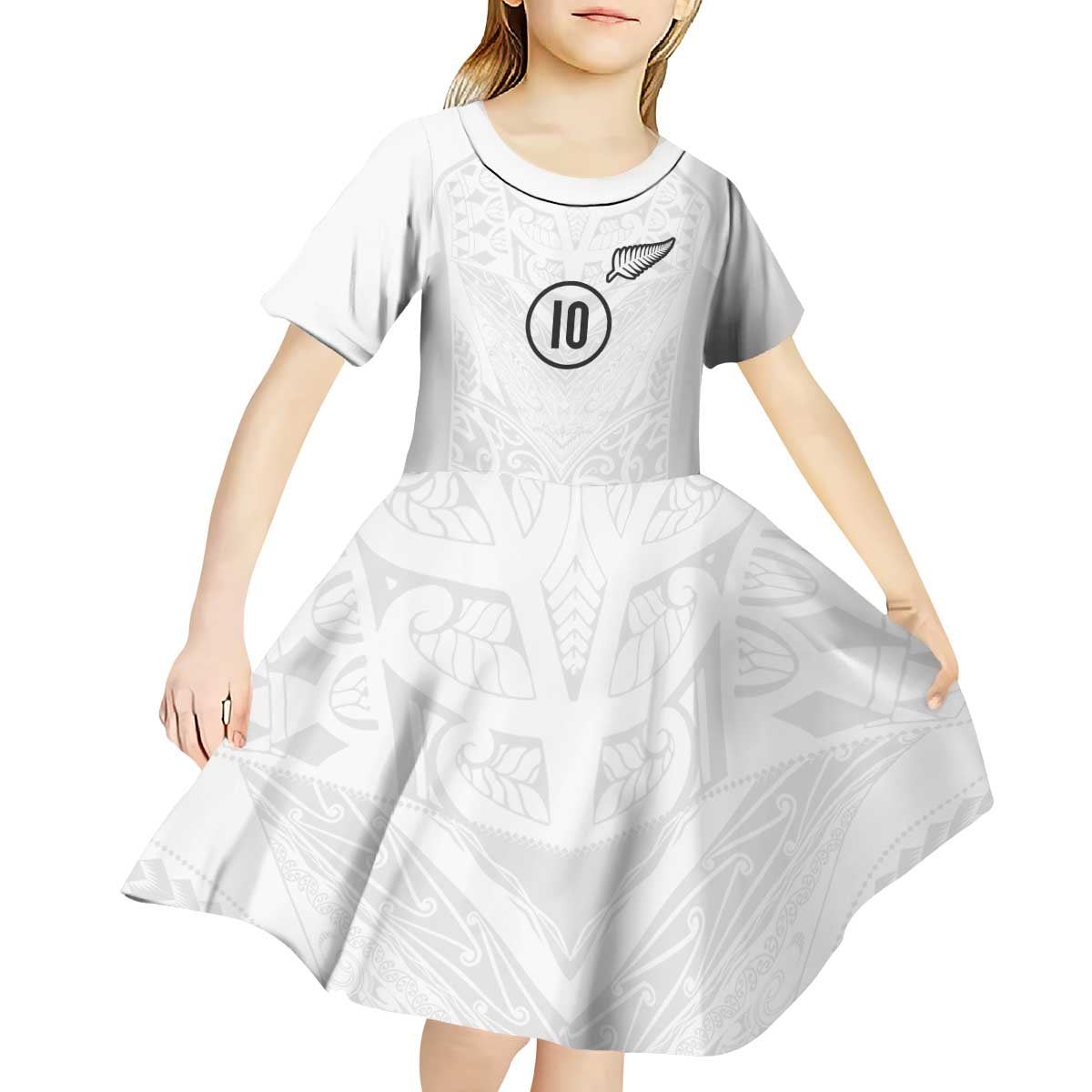 Custom New Zealand Football Kid Short Sleeve Dress The Whites-Sporty T90 Style - Aussie Hoodie