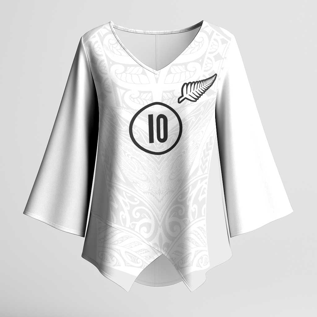 Custom New Zealand Football Kimono Sleeve Blouse The Whites-Sporty T90 Style - Aussie Hoodie
