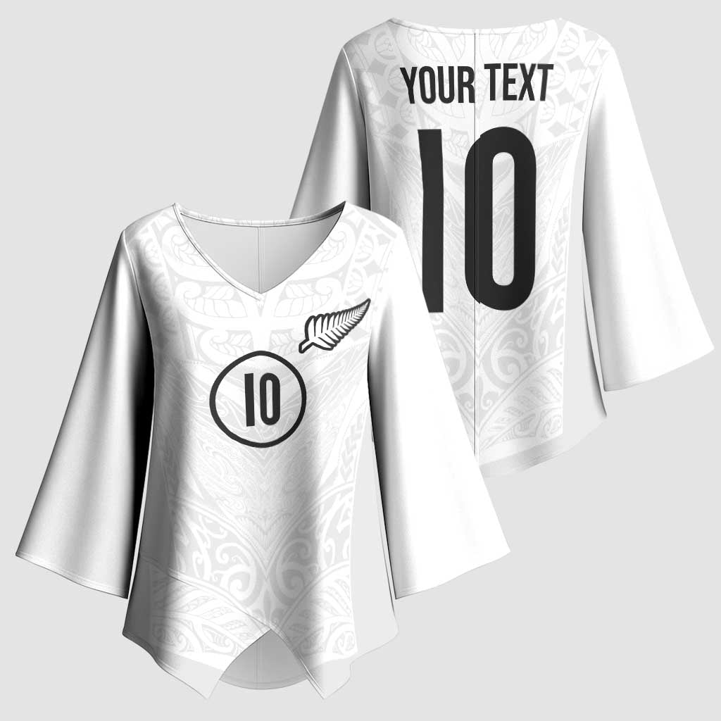 Custom New Zealand Football Kimono Sleeve Blouse The Whites-Sporty T90 Style - Aussie Hoodie