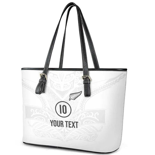 Custom New Zealand Football Leather Tote Bag The Whites-Sporty T90 Style - Aussie Hoodie