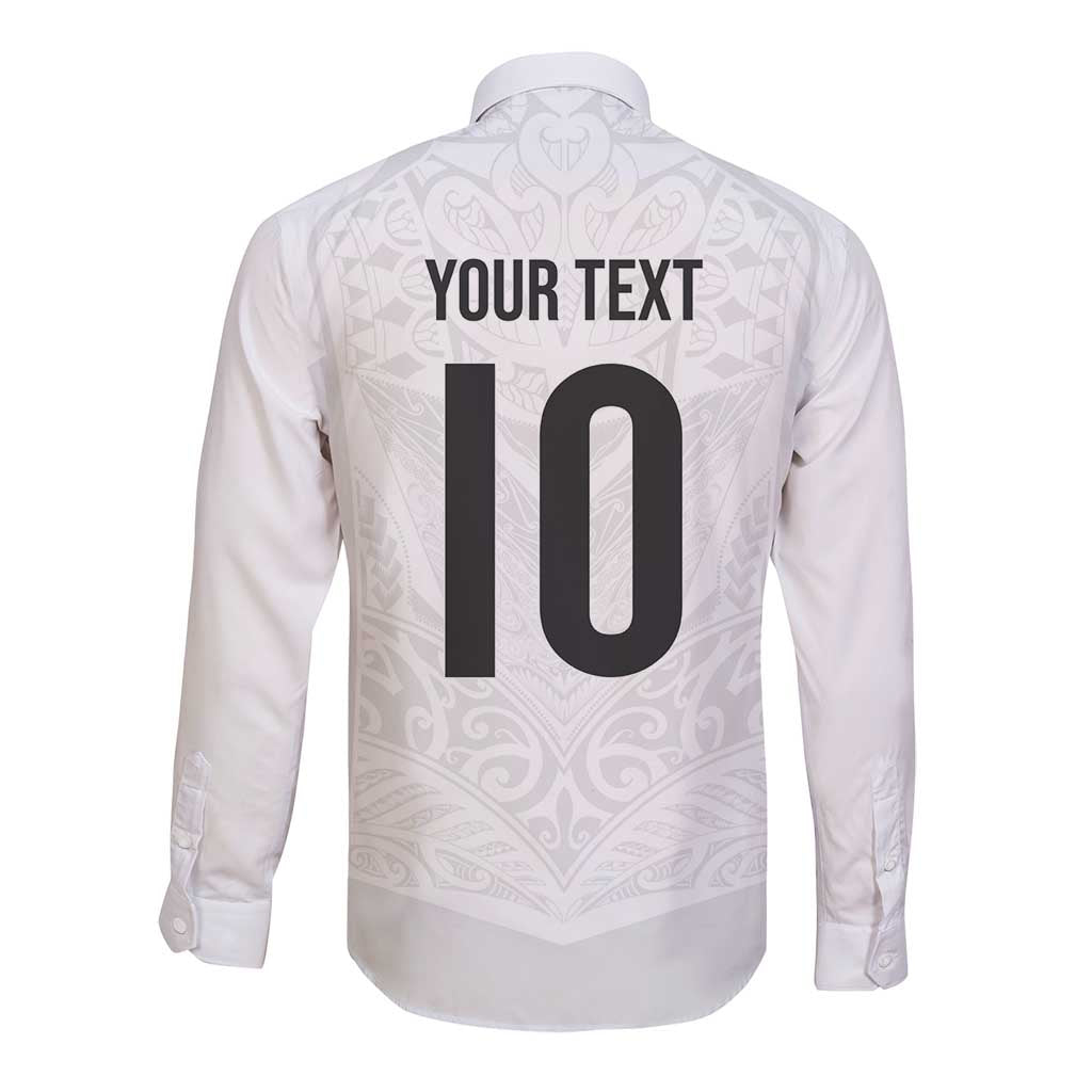 Custom New Zealand Football Long Sleeve Button Shirt The Whites-Sporty T90 Style - Aussie Hoodie