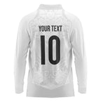 Custom New Zealand Football Long Sleeve Polo Shirt The Whites-Sporty T90 Style - Aussie Hoodie