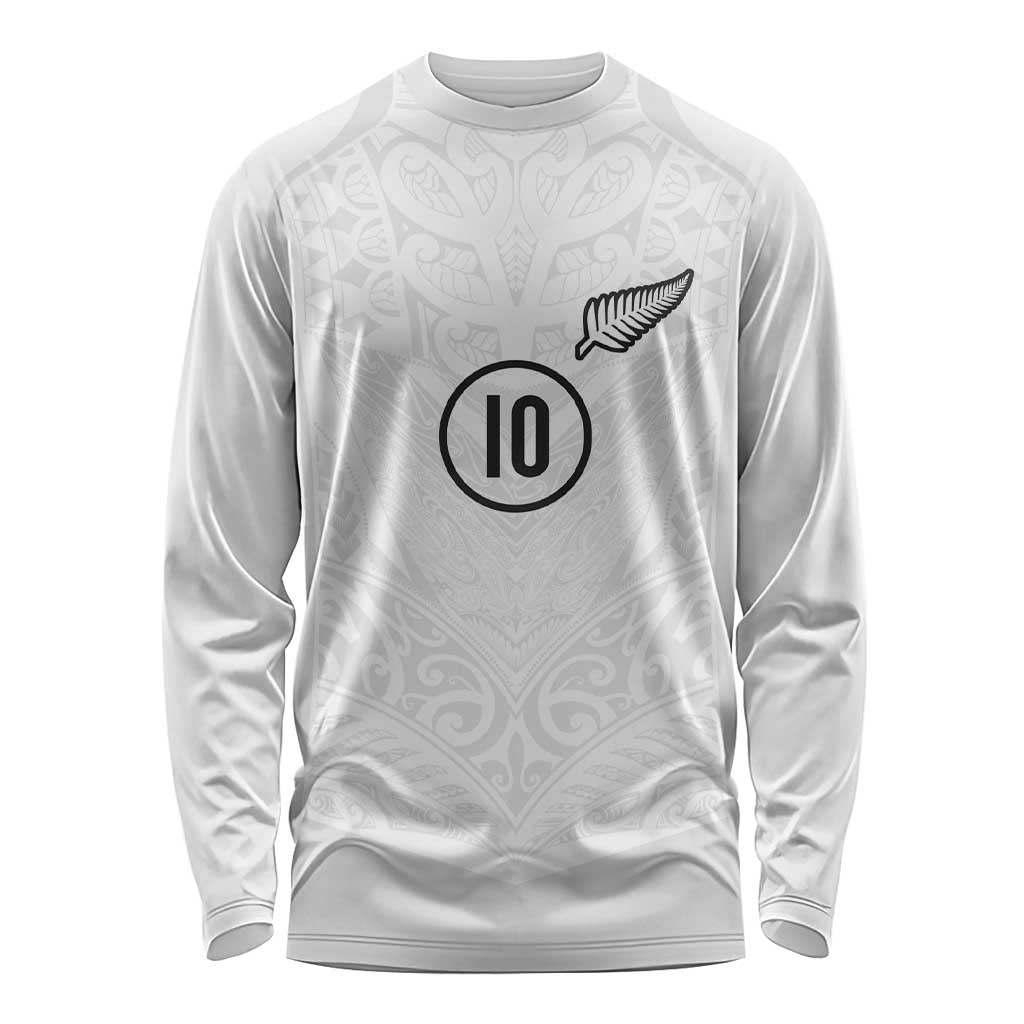 Custom New Zealand Football Long Sleeve Shirt The Whites-Sporty T90 Style - Aussie Hoodie