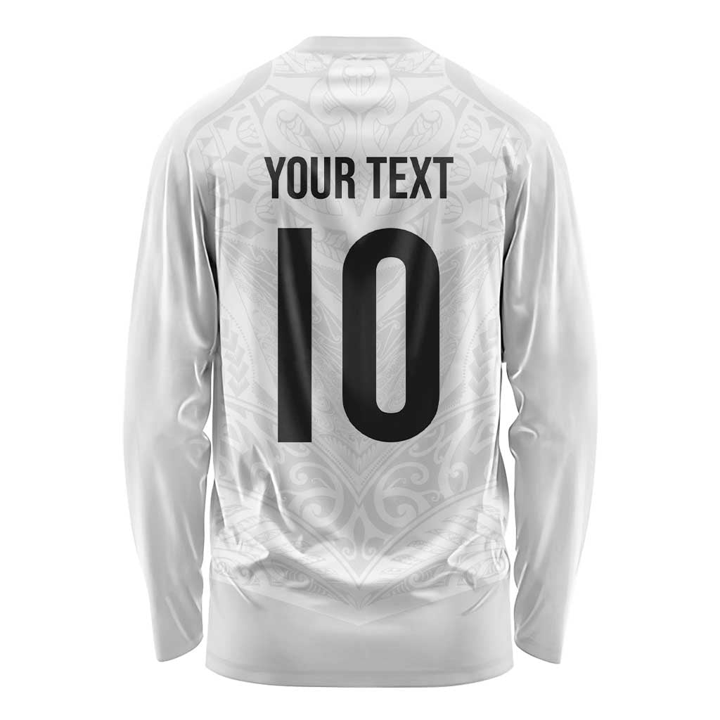 Custom New Zealand Football Long Sleeve Shirt The Whites-Sporty T90 Style - Aussie Hoodie