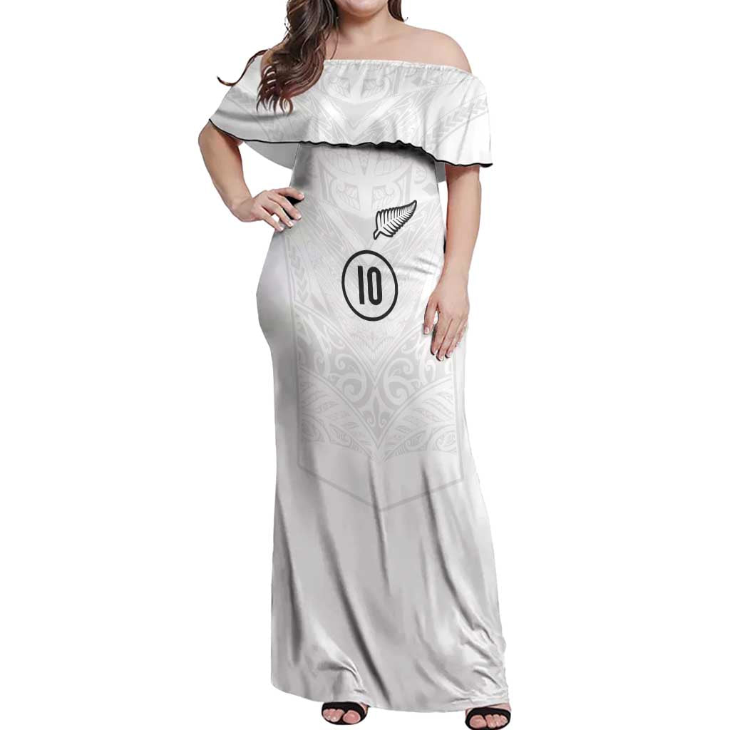 Custom New Zealand Football Off Shoulder Maxi Dress The Whites-Sporty T90 Style - Aussie Hoodie