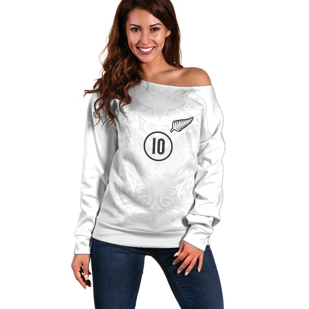 Custom New Zealand Football Off Shoulder Sweater The Whites-Sporty T90 Style - Aussie Hoodie
