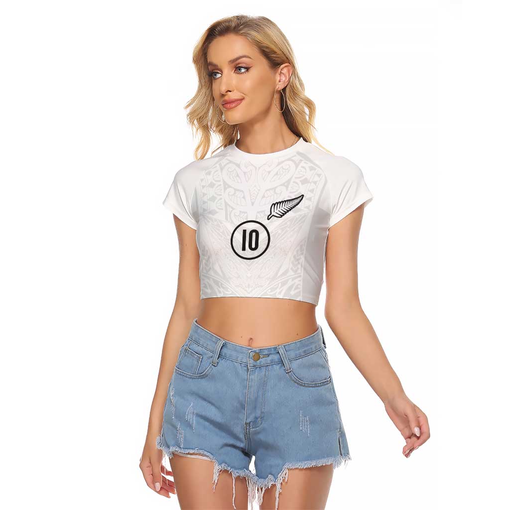 Custom New Zealand Football Raglan Cropped T Shirt The Whites-Sporty T90 Style - Aussie Hoodie