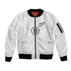 Custom New Zealand Football Sleeve Zip Bomber Jacket The Whites-Sporty T90 Style - Aussie Hoodie