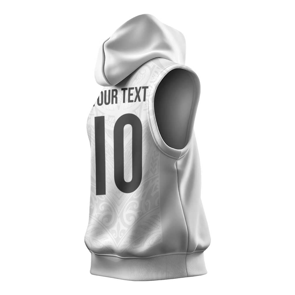 Custom New Zealand Football Sleeveless Hoodie The Whites-Sporty T90 Style - Aussie Hoodie