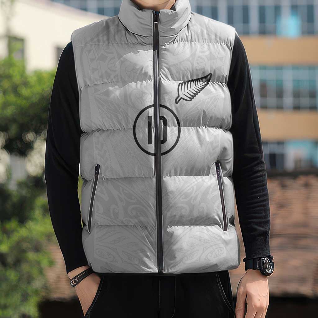Custom New Zealand Football Sleeveless Puffer Jacket The Whites-Sporty T90 Style - Aussie Hoodie