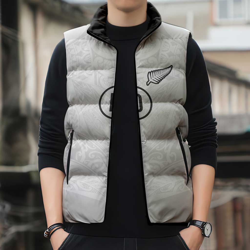 Custom New Zealand Football Sleeveless Puffer Jacket The Whites-Sporty T90 Style - Aussie Hoodie