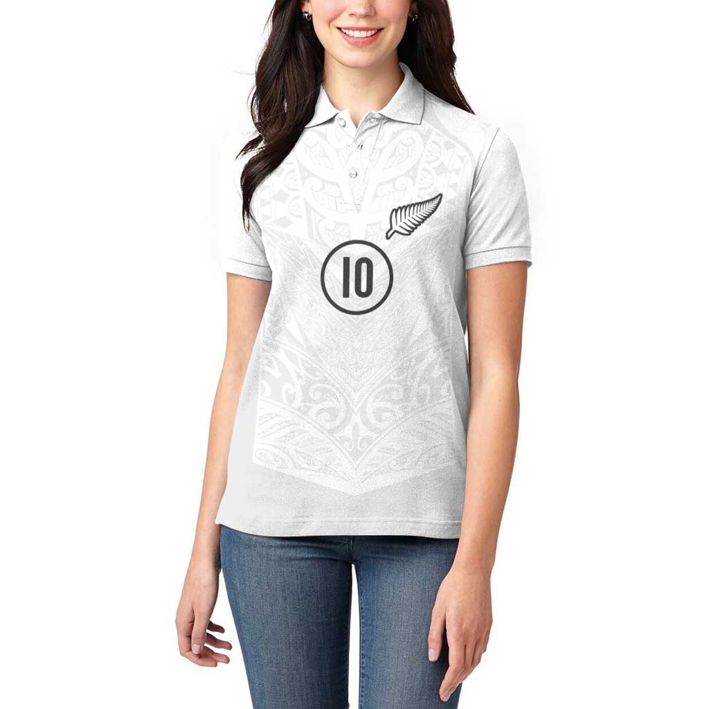 Custom New Zealand Football Women Polo Shirt The Whites-Sporty T90 Style - Aussie Hoodie