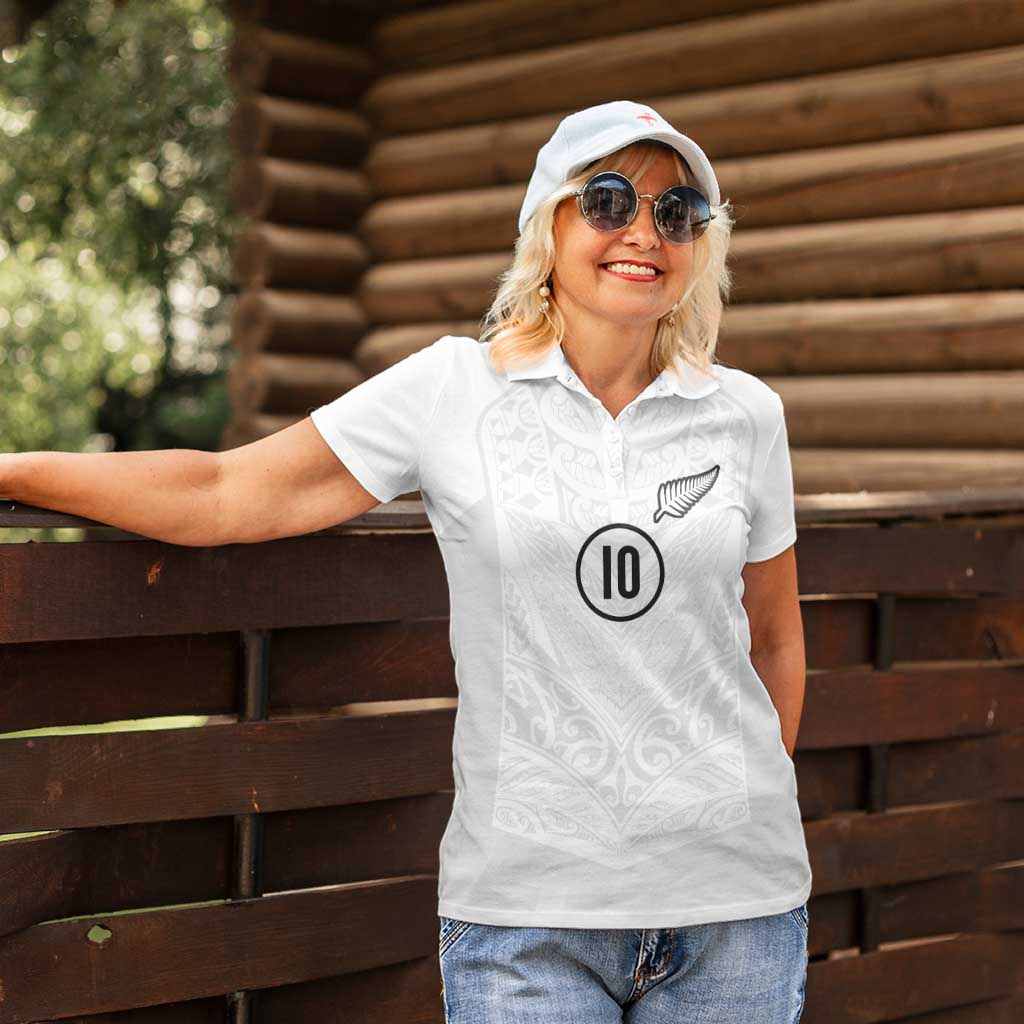 Custom New Zealand Football Women Polo Shirt The Whites-Sporty T90 Style - Aussie Hoodie