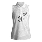 Custom New Zealand Football Women Sleeveless Polo Shirt The Whites-Sporty T90 Style - Aussie Hoodie