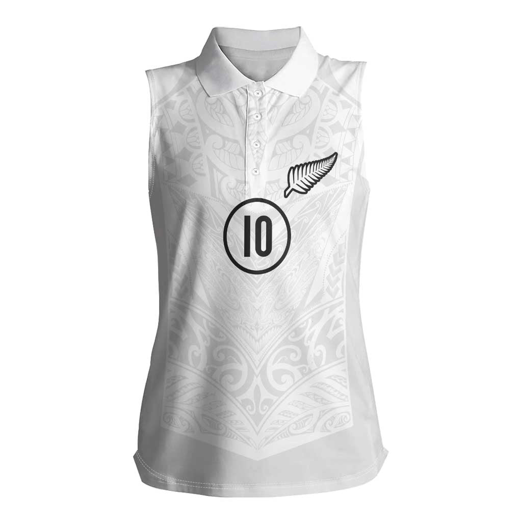 Custom New Zealand Football Women Sleeveless Polo Shirt The Whites-Sporty T90 Style - Aussie Hoodie