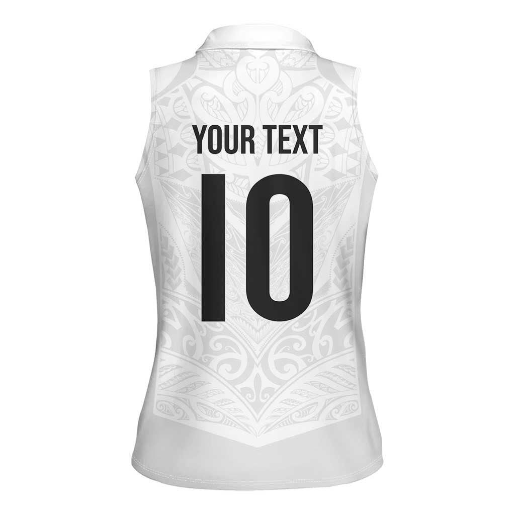 Custom New Zealand Football Women Sleeveless Polo Shirt The Whites-Sporty T90 Style - Aussie Hoodie