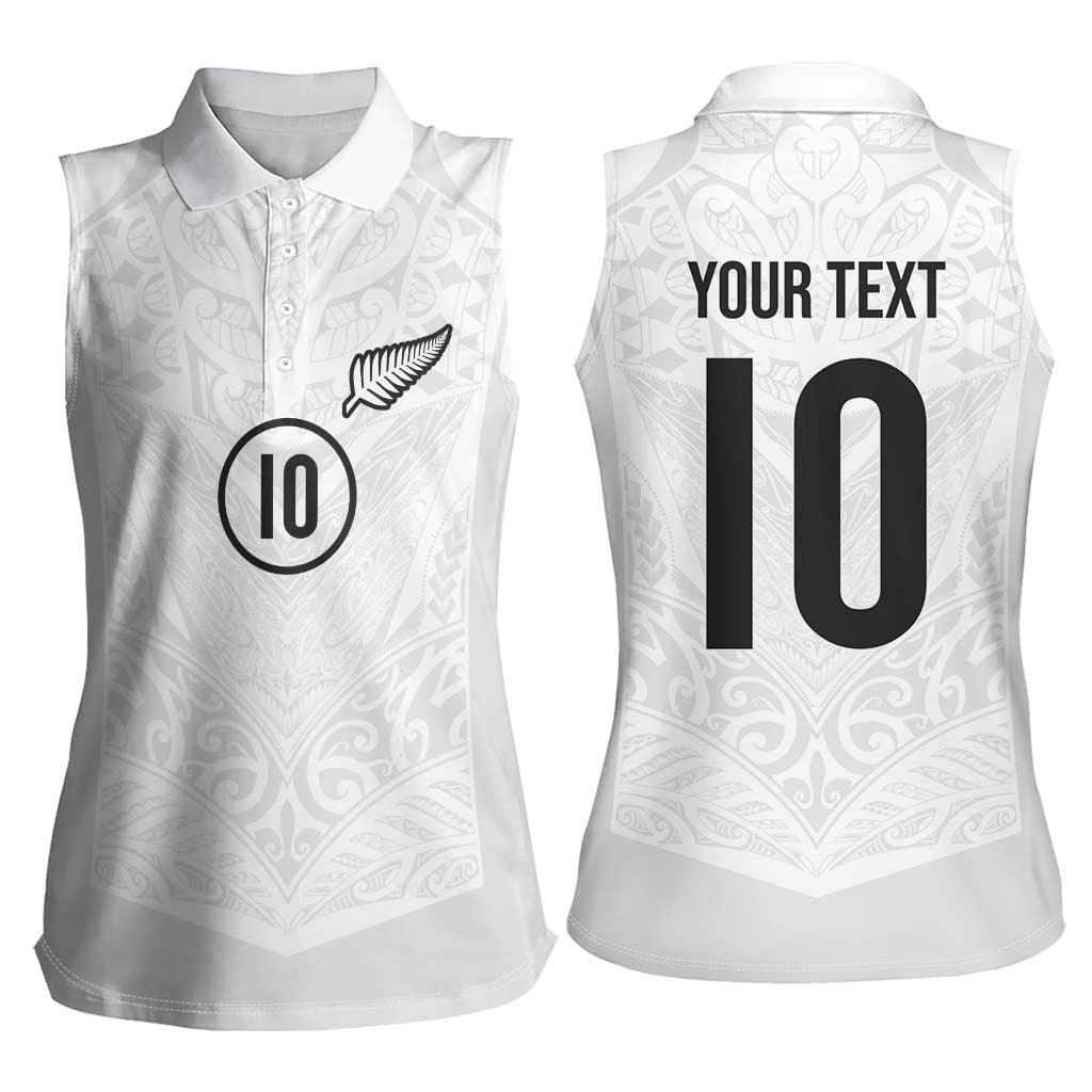 Custom New Zealand Football Women Sleeveless Polo Shirt The Whites-Sporty T90 Style - Aussie Hoodie