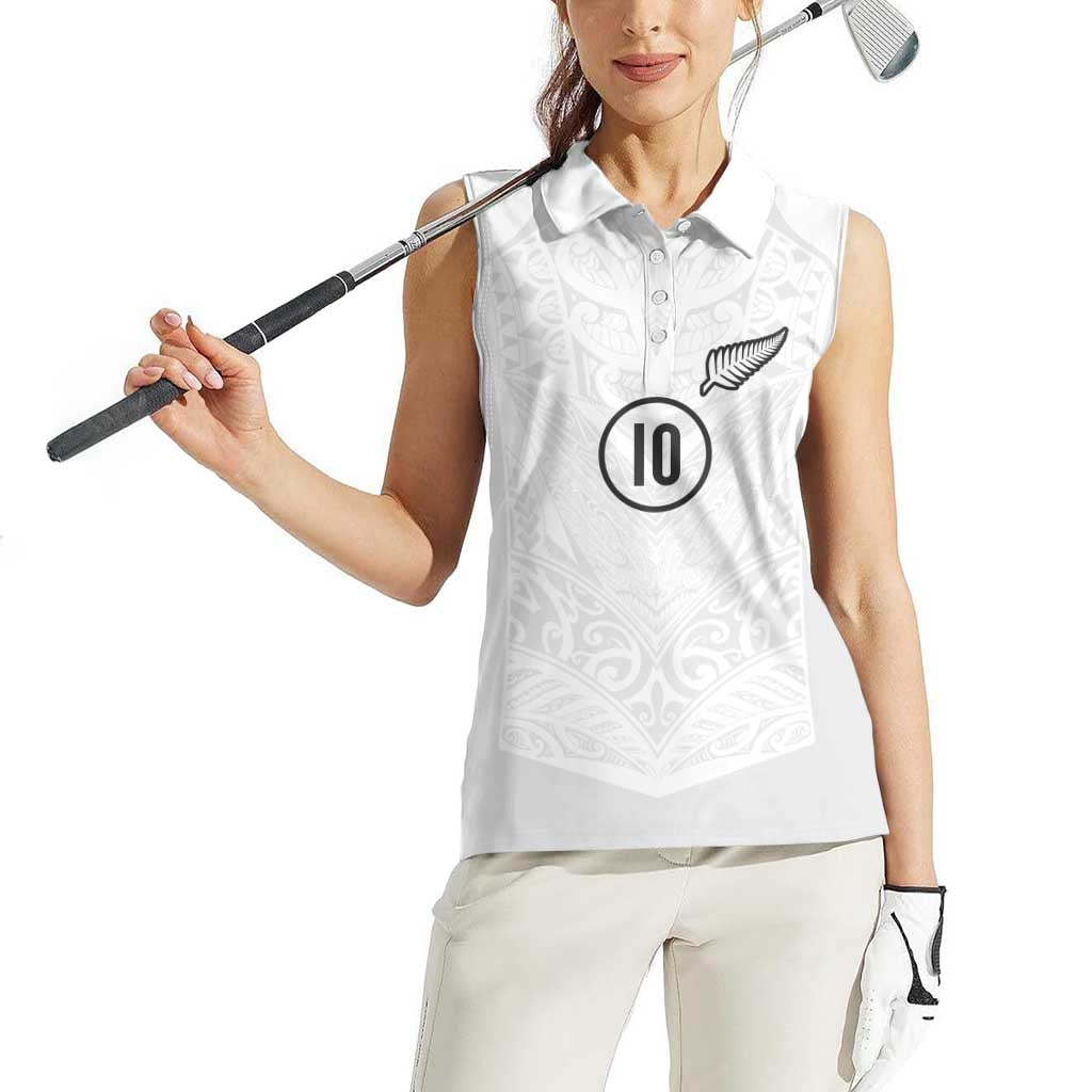 Custom New Zealand Football Women Sleeveless Polo Shirt The Whites-Sporty T90 Style - Aussie Hoodie