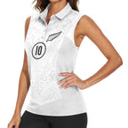 Custom New Zealand Football Women Sleeveless Polo Shirt The Whites-Sporty T90 Style - Aussie Hoodie