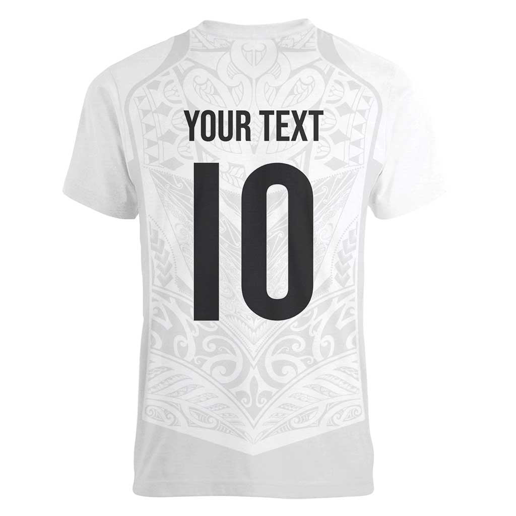 Custom New Zealand Football Women V-Neck T-Shirt The Whites-Sporty T90 Style - Aussie Hoodie