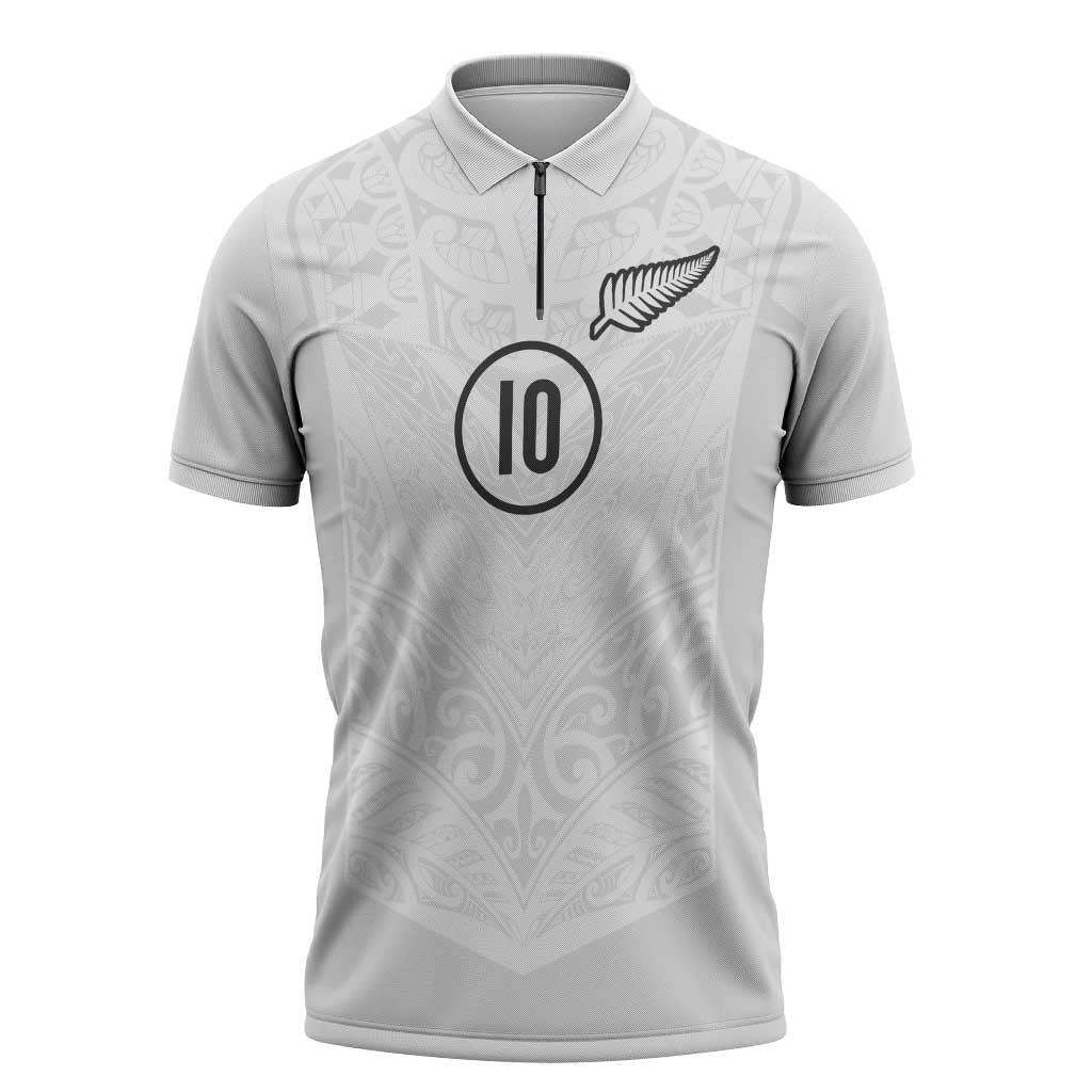 Custom New Zealand Football Zipper Polo Shirt The Whites-Sporty T90 Style - Aussie Hoodie