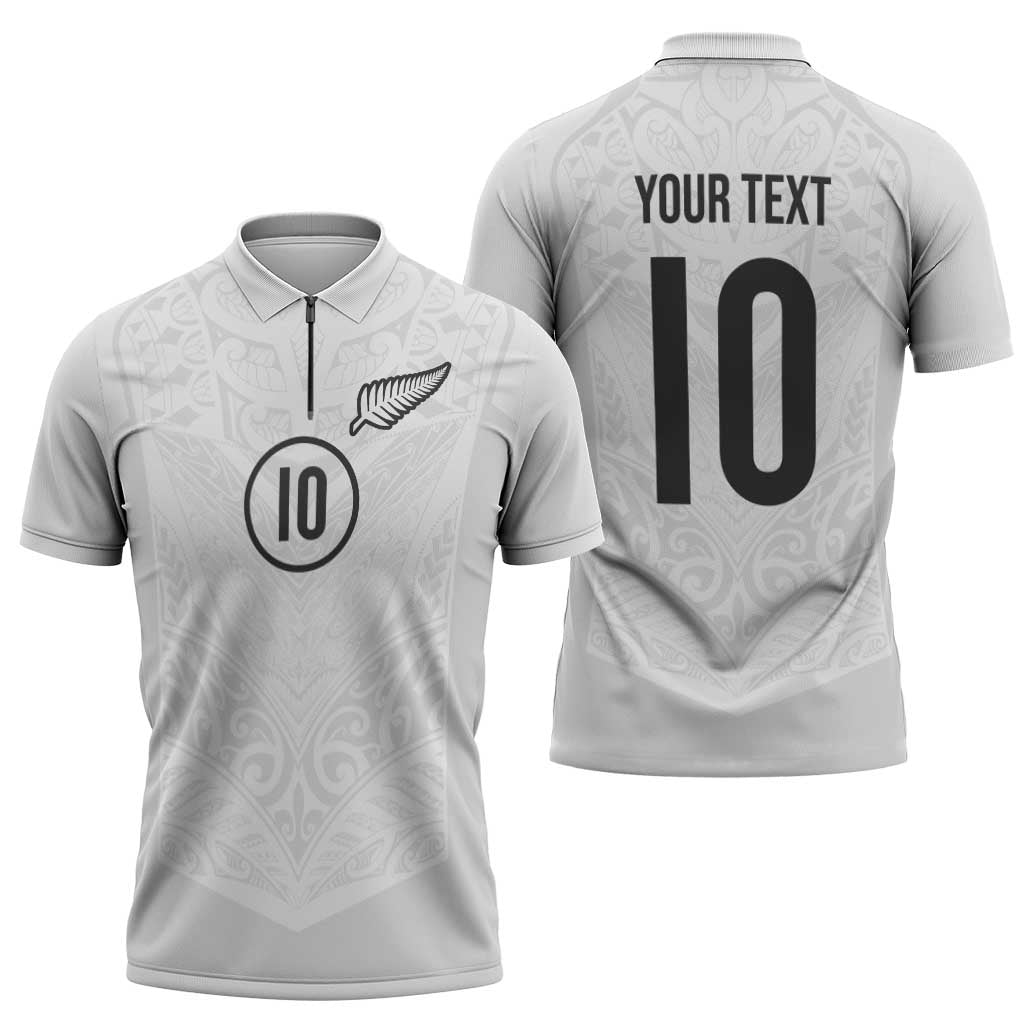 Custom New Zealand Football Zipper Polo Shirt The Whites-Sporty T90 Style - Aussie Hoodie