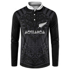 Custom Aotearoa Rugby Button Sweatshirt The Blacks-Sporty T90 Style - Aussie Hoodie