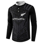 Custom Aotearoa Rugby Button Sweatshirt The Blacks-Sporty T90 Style - Aussie Hoodie