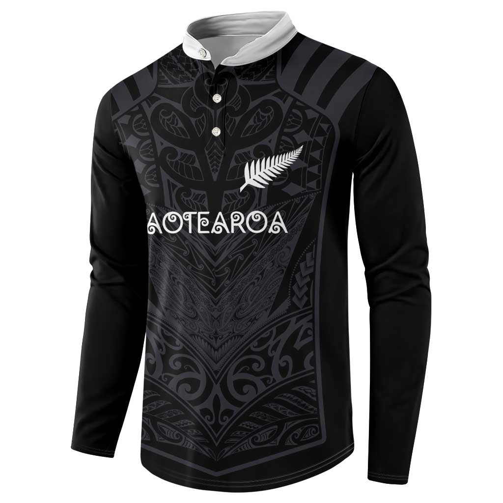 Custom Aotearoa Rugby Button Sweatshirt The Blacks-Sporty T90 Style - Aussie Hoodie